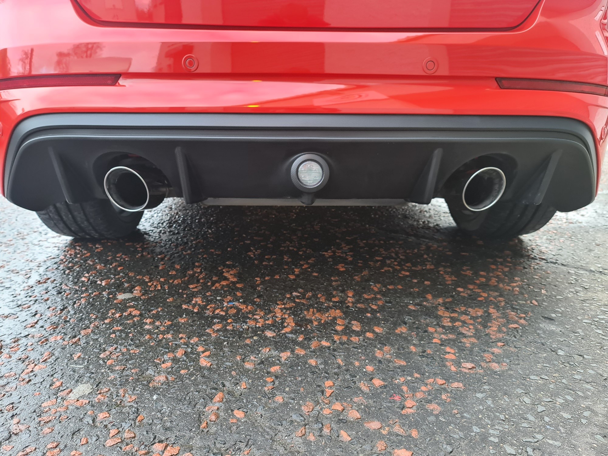 Rear view of dual exhaust system in Ireland