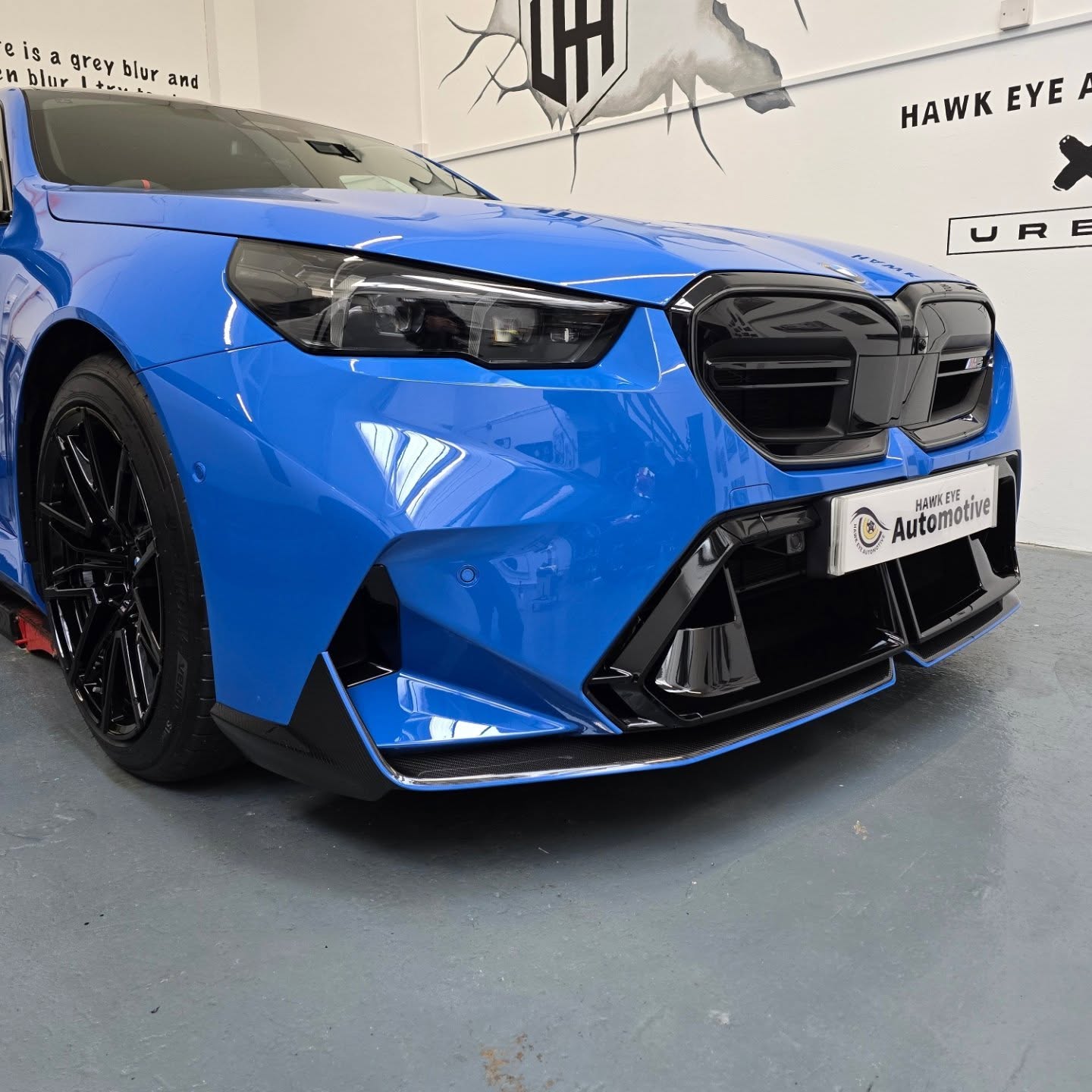 Front view of Electric Blue BMW in Ireland