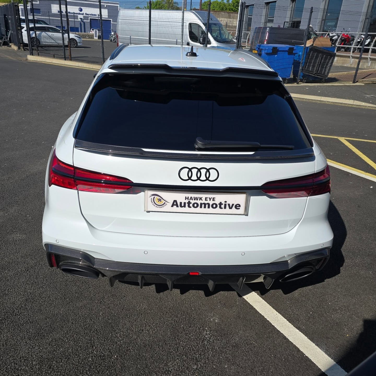 Rear end of white Audi in Ireland