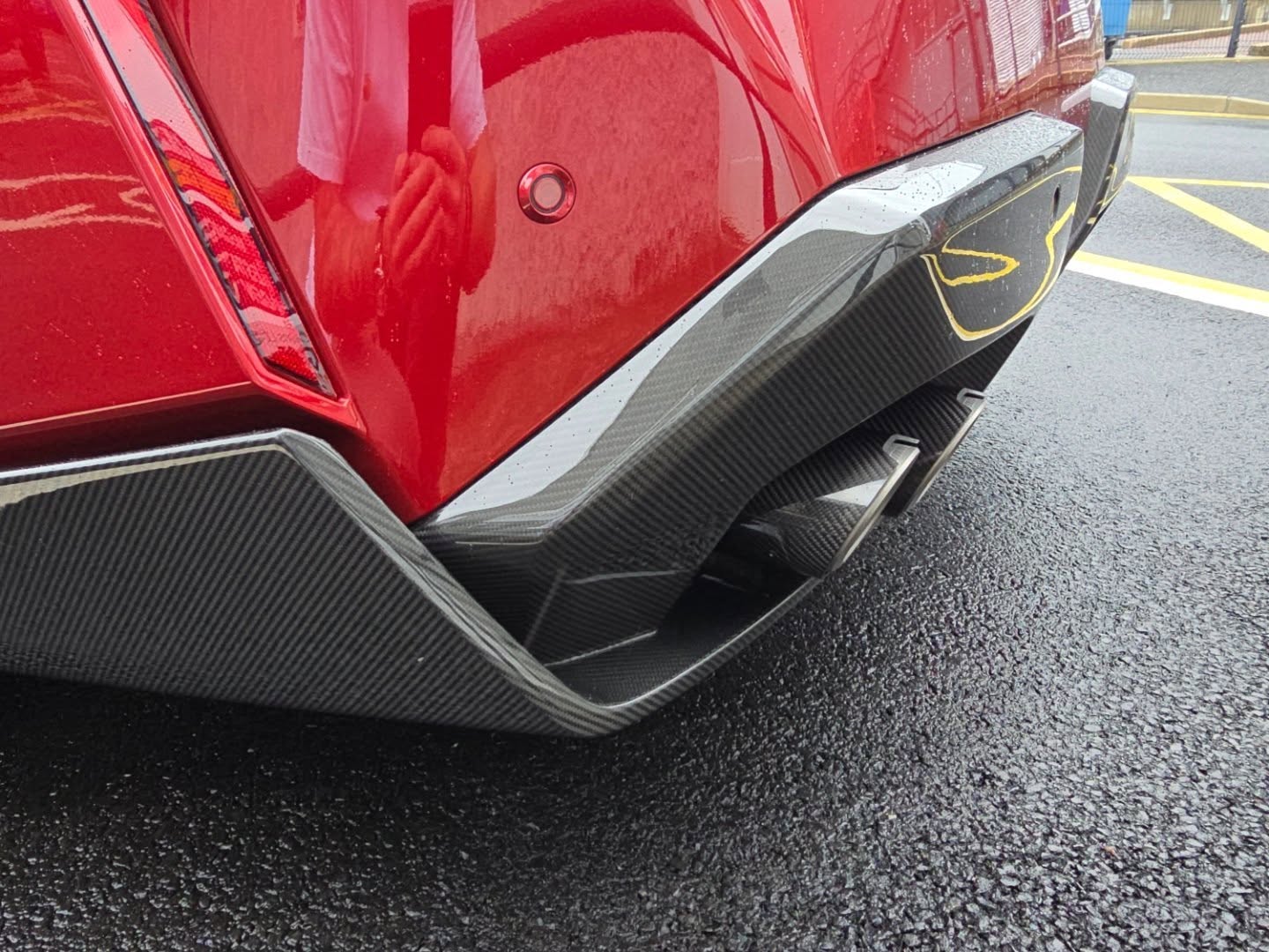 Rear body kit bumper on red car in Ireland